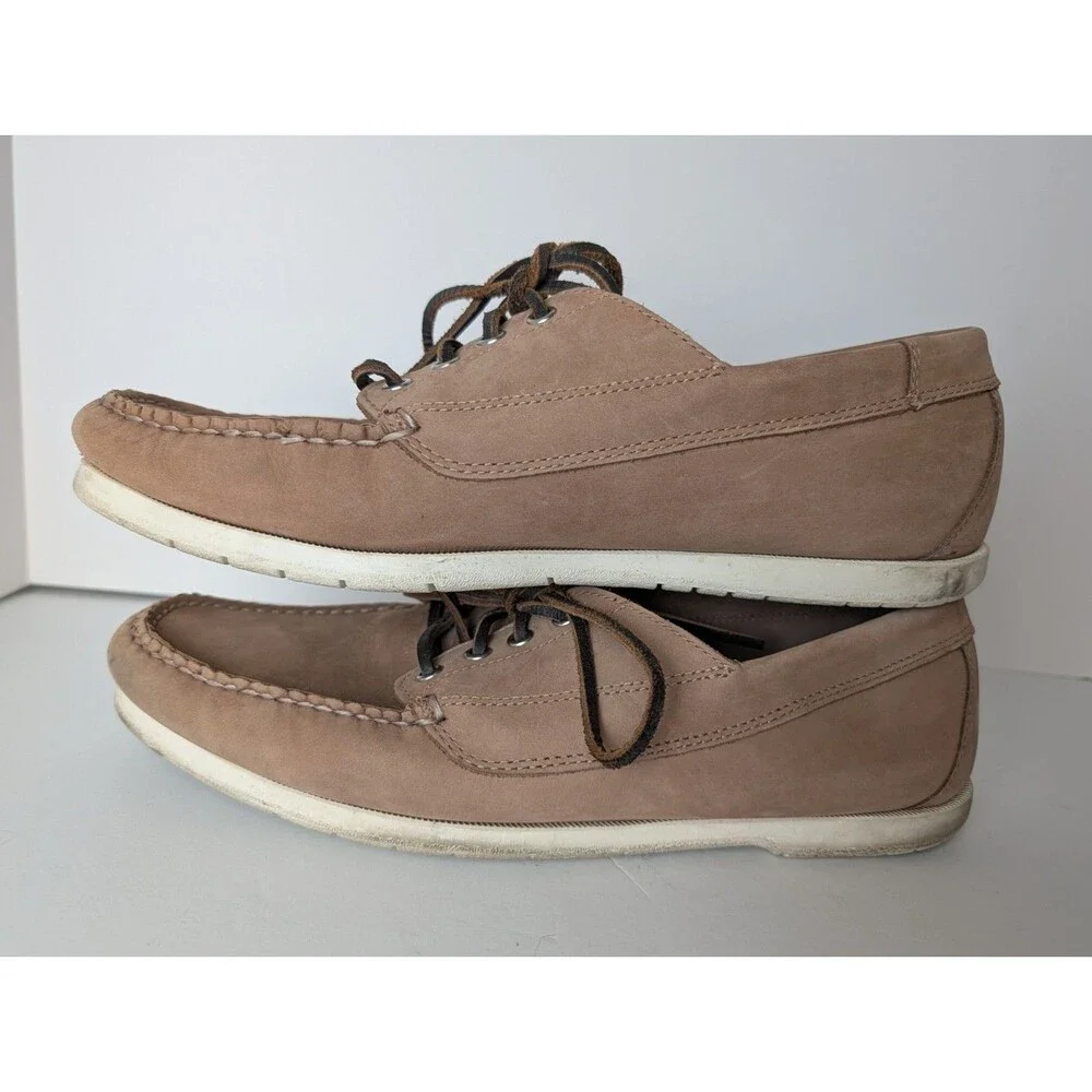 L.L Bean Men's Blucher Brown Leather Handsewn Boat Moccasin Shoes Size 11.5 EE